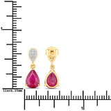 2.46 Carat Genuine Ruby and White Diamond 14K Yellow Gold Earrings