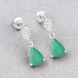 2.28 Carat Genuine Zambian Emerald and White Diamond 10K White Gold Earrings