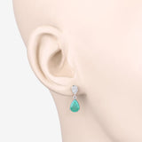 2.28 Carat Genuine Zambian Emerald and White Diamond 10K White Gold Earrings