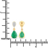 2.28 Carat Genuine Zambian Emerald and White Diamond 10K Yellow Gold Earrings