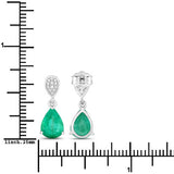2.28 Carat Genuine Zambian Emerald and White Diamond 14K White Gold Earrings