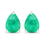 0.70 Carat Genuine Zambian Emerald 14K White Gold Earrings