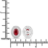 2.12 Carat Genuine Ruby and White Diamond 14K White Gold Earrings