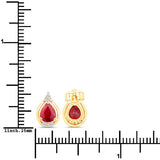 1.36 Carat Genuine Ruby and White Diamond 14K Yellow Gold Earrings