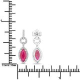1.23 Carat Genuine Ruby and White Diamond 14K White Gold Earrings