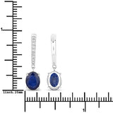 3.24 Carat Genuine Blue Sapphire and White Diamond 14K White Gold Earrings