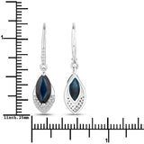 2.79 Carat Genuine Blue Sapphire and White Diamond 14K White Gold Earrings