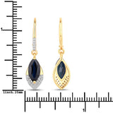 2.79 Carat Genuine Blue Sapphire and White Diamond 14K Yellow Gold Earrings