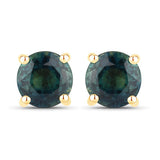 1.30 Carat Genuine Blue Sapphire 14K Yellow Gold Earrings