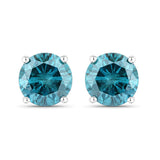 0.81 Carat Genuine Blue Diamond 14K White Gold Earrings