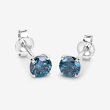 0.81 Carat Genuine Blue Diamond 14K White Gold Earrings