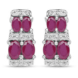 3.20 Carat Glass Filled Ruby .925 Sterling Silver Earrings