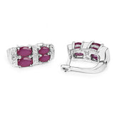 3.20 Carat Glass Filled Ruby .925 Sterling Silver Earrings