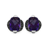 3.14 Carat Genuine Amethyst & Black Diamond .925 Sterling Silver Earrings