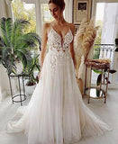 Women's Wedding Dress Lace Strap Backless