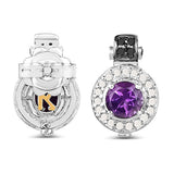 2.29 Carat Genuine Amethyst, Black Diamond and White Diamond .925 Sterling Silver Earrings