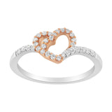 10K Two Toned Gold Diamond Heart Cocktail Ring (1/5 Cttw, H-I Color, I1-I2 Clarity) - Size 6-1/2