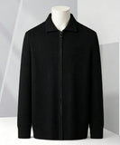 Solid-color Cardigan Zip-up Mens Jacket