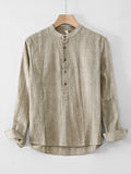 New Mens Ramie Minimalist Casual Shirt