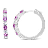 10K White Gold, Â½ Cttw Diamond, & Â½ Cttw Lab-Grown Blue Sapphire Leverback Hoop Earrings (H-I Color, I1-I2 Clarity)