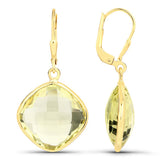 21.40 Carat Genuine Lemon Quartz .925 Sterling Silver Earrings