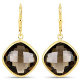 21.40 Carat Genuine Smoky Quartz .925 Sterling Silver Earrings