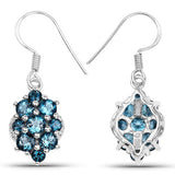 4.32 Carat Genuine London Blue Topaz .925 Sterling Silver Earrings