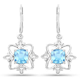 5.30 Carat Genuine Swiss Blue Topaz .925 Sterling Silver Earrings