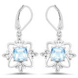 5.30 Carat Genuine Swiss Blue Topaz .925 Sterling Silver Earrings