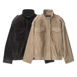 Temperament Women's Suede Texture Leather Coat