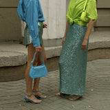High-density Sequin Midi Skirt For Women Social Media Favorite