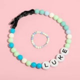 Pet Beaded Name Collar With Bracelet Set Custom Dog Collar With Beads DIY Name Dog Letter Necklace Dog Pearl Beaded Collar