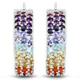 8.79 Carat Genuine Multi Stones .925 Sterling Silver Earrings