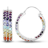 8.79 Carat Genuine Multi Stones .925 Sterling Silver Earrings