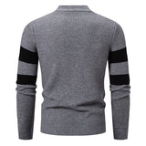 Mens Knitted Sweater With Color-block Design
