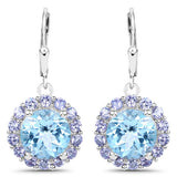 9.96 Carat Genuine Blue Topaz and Tanzanite .925 Sterling Silver Earrings