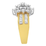 10K Yellow Gold 1.0 Cttw Marquise Composite Diamond Cluster Cocktail Ring (H-I Color, SI2-I1 Clarity) - Size 7