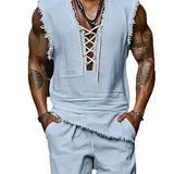 Mens Casual Fashion Vest And Shorts Set