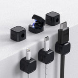 6 Pack Magnetic Cable Clips Cord Holder Under Desk Cable Management AORUICN Adhesive Wire Holder Keeper Organizer for Home Office Desk Phone Car Wall Desktop Nightstand