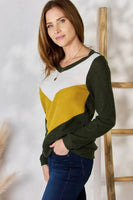 Hailey & Co Full Size Colorblock V-Neck Blouse