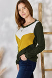 Hailey & Co Full Size Colorblock V-Neck Blouse
