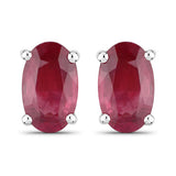 0.54 Carat Genuine Ruby 14K White Gold Earrings