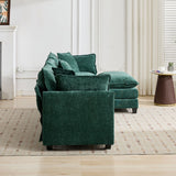 Cloud 3 Seats Sofa (Ottoman is not included) Chenille Fabric in Green