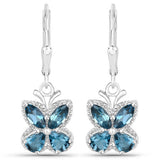2.32 Carat Genuine London Blue Topaz .925 Sterling Silver Earrings