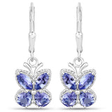 2.08 Carat Genuine Tanzanite .925 Sterling Silver Earrings