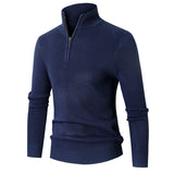 Mens Minimalist Casual Half-zip Turtleneck Sweater