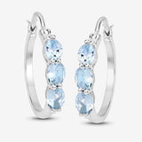 1.75 Carat Genuine Aquamarine and White Diamond .925 Sterling Silver Earrings