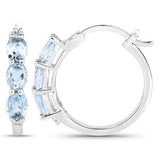 1.75 Carat Genuine Aquamarine and White Diamond .925 Sterling Silver Earrings