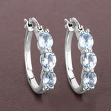 1.75 Carat Genuine Aquamarine and White Diamond .925 Sterling Silver Earrings