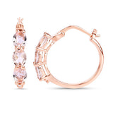 1.63 Carat Genuine Morganite and White Diamond .925 Sterling Silver Earrings